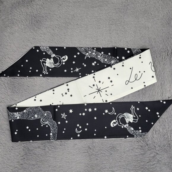 New Aquarius Zodiac Sign Silk Twilly Scarf - Picture 4 of 7